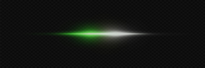 Light effect of laser beam, horizontal flash. Vector illustration
