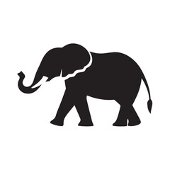 Fototapeta premium Silhouettes of African and Asian Elephants. Elephant Silhouettes for Wildlife and Nature Illustrations.