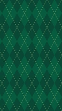 Argyle pattern diagonal with Gold Accent Lines scroll loop background, Christmas Background, Vertical