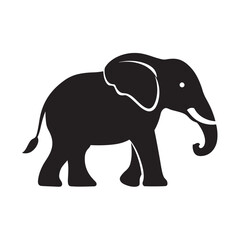 Fototapeta premium Silhouettes of African and Asian Elephants. Elephant Silhouettes for Wildlife and Nature Illustrations.