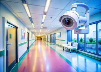 CCTV Security Camera Monitoring System in Hospital Environment with Emphasis on Safety and Surveillance, Ideal for Healthcare Security Related Content and Marketing Materials