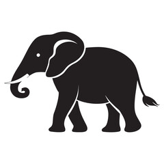 Obraz premium Silhouettes of African and Asian Elephants. Elephant Silhouettes for Wildlife and Nature Illustrations.