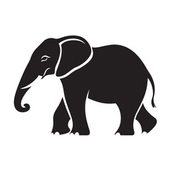 Silhouettes of African and Asian Elephants. Elephant Silhouettes for Wildlife and Nature Illustrations.