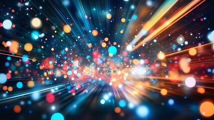 Obraz premium Abstract colorful light rays and bokeh.