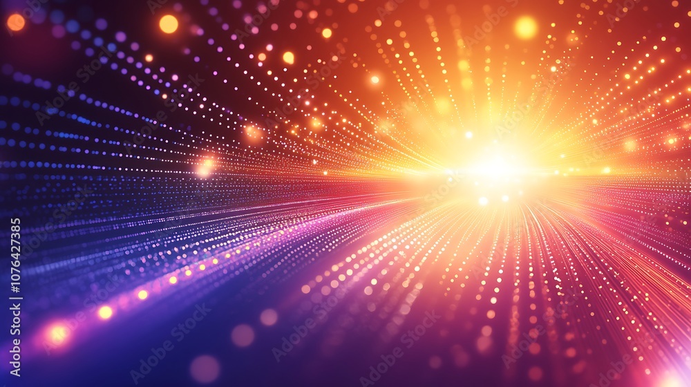 Poster Abstract background of glowing lines converging to a bright light.
