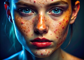 Close-Up Fashion Photography of Skin with Acne and Blemishes, Highlighting Real Beauty and Diversity in Personal Care and Skincare Trends for Authentic Representation