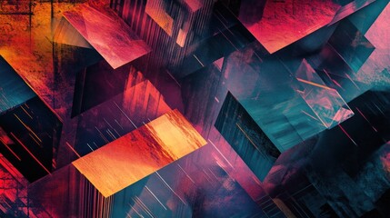 Abstract Geometric Pattern with Red, Orange, and Blue Hues