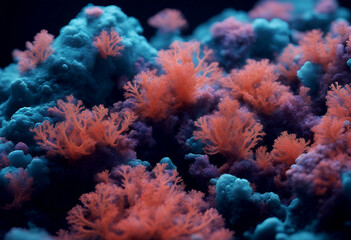 Obraz premium detailed futuristic olated coral alien texture abstract bioluminescent vibrant reef background