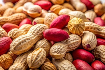 Close-Up of Beautiful Peanuts on a White Background, Showcasing Their Unique Texture and Natural Beauty for Use in Food Photography and Culinary Arts
