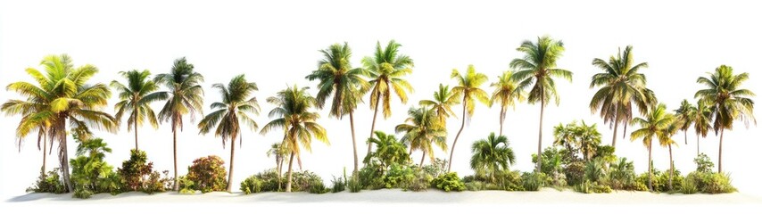 Obraz premium Lush Tropical Palms and Foliage on Sandy Shore