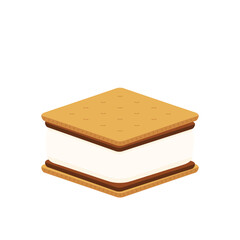 Chocolate bar and graham crackers. S'more graham cracker, chocolate, and marshmallow.
