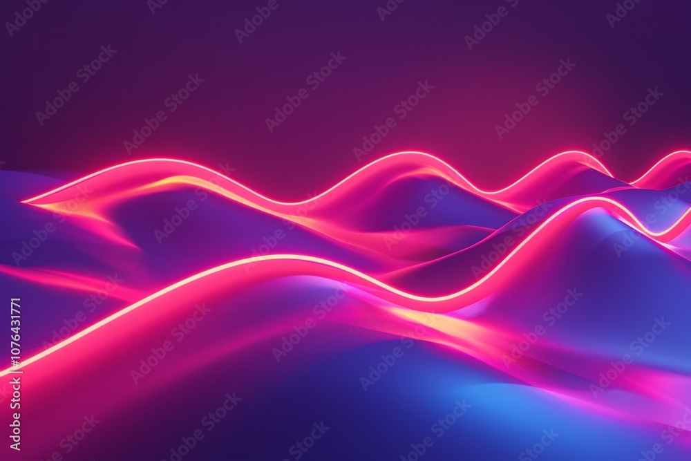 Canvas Prints experience the elegance of a wave of glowing lines, small particles flowing seamlessly in an abstrac