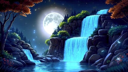 waterfall in the mountains during spring