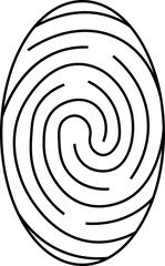 Fingerprint icon. Personal id identity. Press finger, scan for safety. Unique touch id. Individual fingertip is verification in police. Semi-simplified vector isolated on transparent background.
