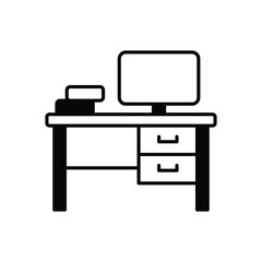 Office Desk vector icon stock illustration