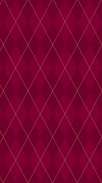 Argyle pattern diagonal with Gold Accent Lines scroll loop background, Christmas Background, Vertical