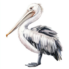 cute Pelican watercolor clipart illustration isolated