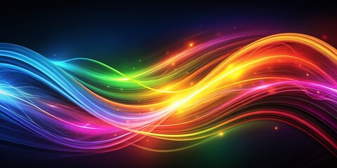 Obraz premium Colorful Light Waves in Abstract Motion with Dynamic Flow and Vibrant Hues for Creative Projects and Backgrounds, Highlighting Movement and Energy in a Captivating Composition