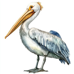 cute Pelican watercolor clipart illustration isolated