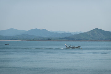 A fishing vessel in the ocean in Korea