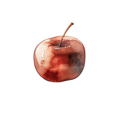 Watercolor with red apple on a white