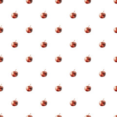 Watercolor seamless pattern with red apple
