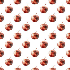 Watercolor seamless pattern with red apple
