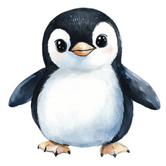 cute Penguin watercolor clipart illustration isolated