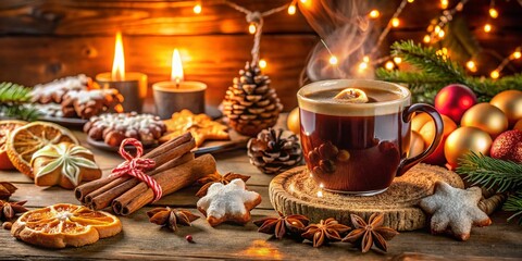 Cozy Winter Food Scene with Warm Beverages and Seasonal Delights Perfect for a Free Wallpaper Background