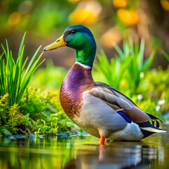 Fototapeta premium duck living life in nature