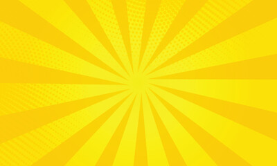yellow comic sunburst effect background with halftone. pop art comic-style vector background. Suitable for templates, sale banners, events, ads, web and pages
