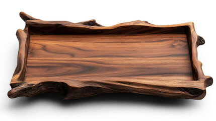 Rustic Wooden Tray on Transparent Background