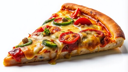 Delicious Slice of Pizza on a Clean PNG Background Perfect for Food Blogs and Culinary Websites Featuring Melted Cheese and Toppings