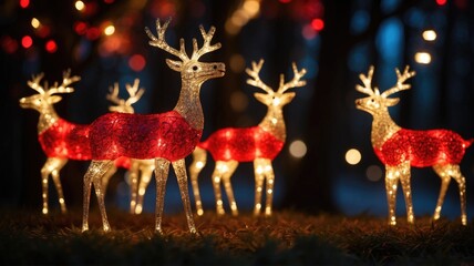 Fototapeta premium red illuminated christmas reindeer