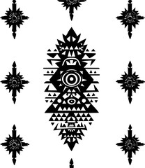 Aztec vector elements. Ethnic ornament. Tribal design, geometric symbols for border, frame, tattoo, logo, cards, decorative paper. Navajo motifs