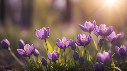 Beautiful Wild flowers in a sunny spring day
