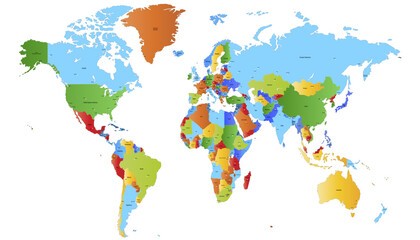 Obraz premium World map. Color modern vector map. Silhouette map