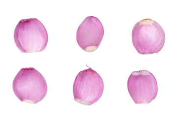Top view fresh  red onion on white background.