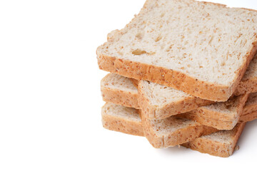 fresh delicious whole wheat bread isolated on a white background.