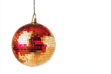 Minimalist disco ball against white background for party design