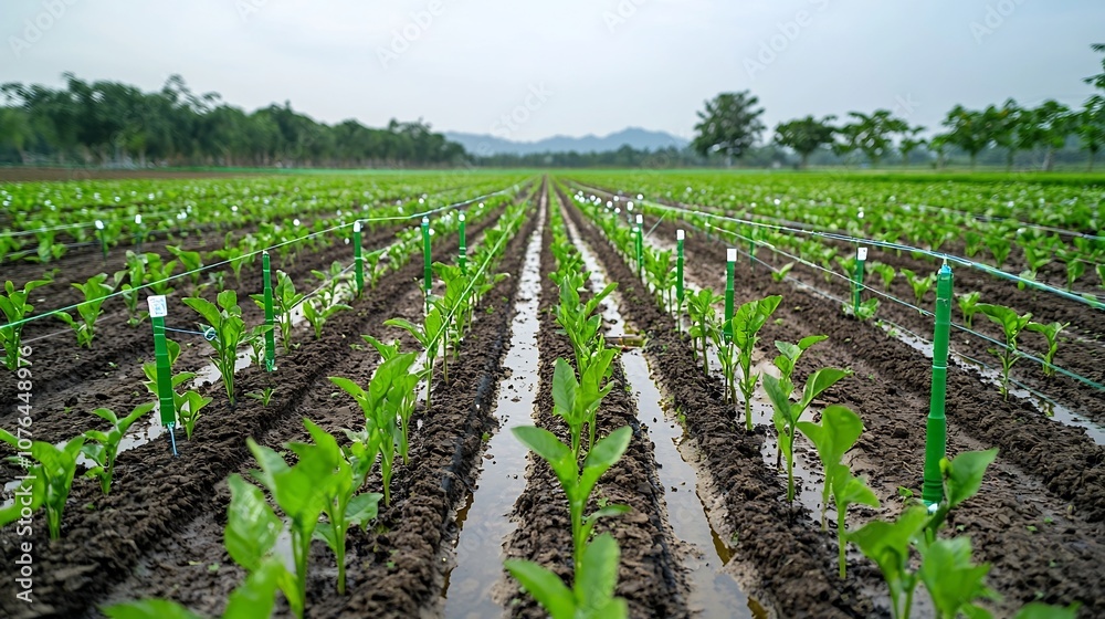 Aufkleber Advanced irrigation system in a smart farming cutting edge sensor technology and data analytics to enhance water efficiency crop growth and overall agricultural productivity in a sustainable manner