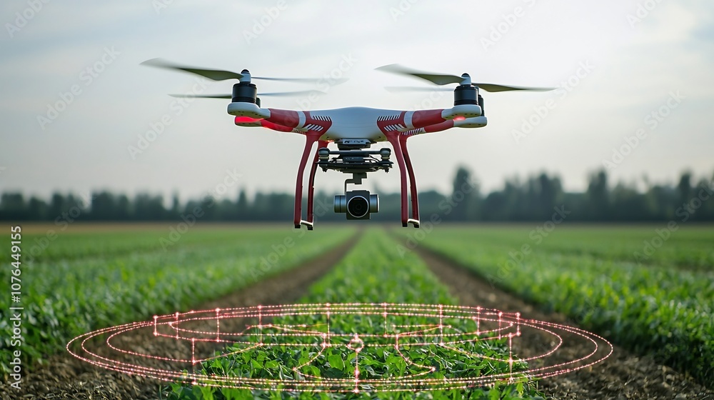 Aufkleber aerial drone surveying smart farming fields equipped with and sensors for detailed crop analysis and