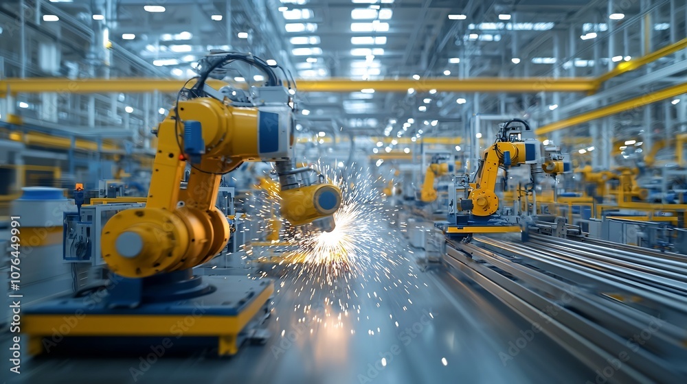 Poster bright sparks of advanced industrial metal grinding and production processes in a high tech factory 