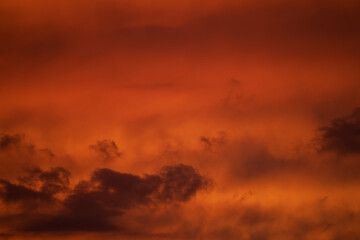 Colorful red sky and clouds