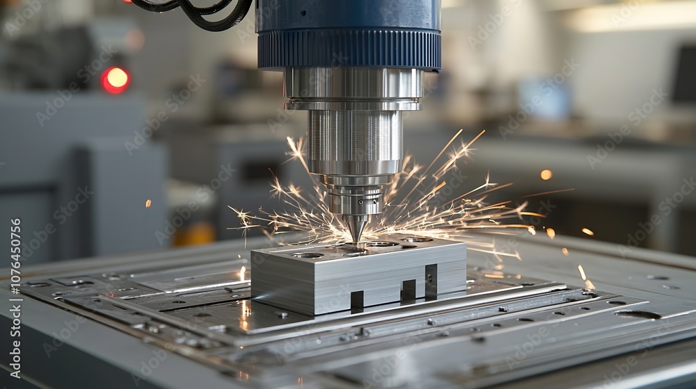 Poster advanced industrial milling machine creating high precision metal components
