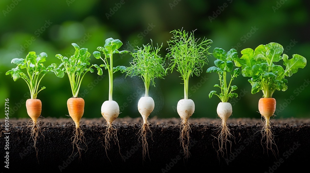 Poster aeroponic farm with vegetables suspended in air roots exposed to nutrient mist for efficient and hig