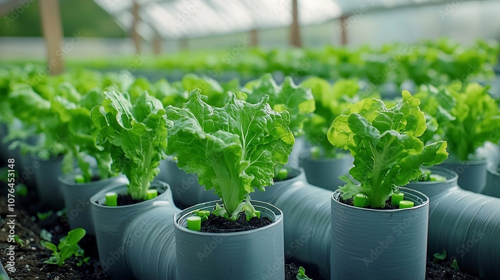 Poster hydroponic lettuce cultivation showcasing a modern soil free farming system with circulating water a