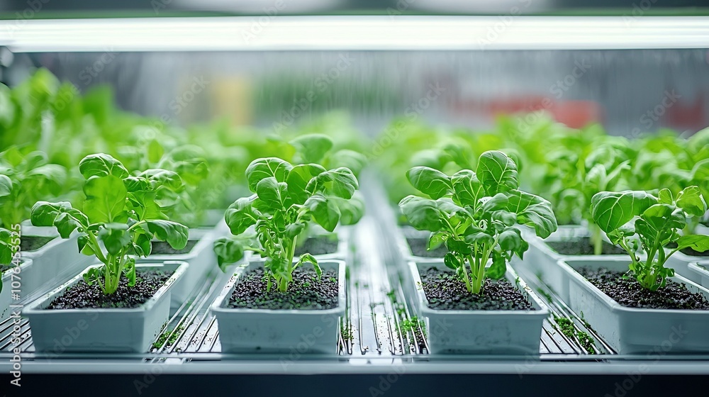 Poster innovative aeroponic system cultivates lush leafy greens efficiently in a controlled eco friendly fa