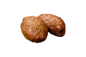 Delicious fresh fried minced fish cutlets with spices and herbs
