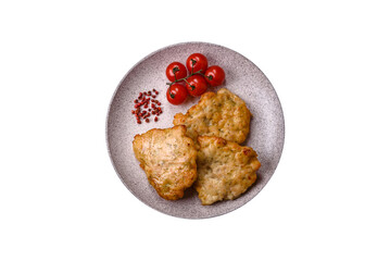Delicious fried pork or chicken chops with salt and spices
